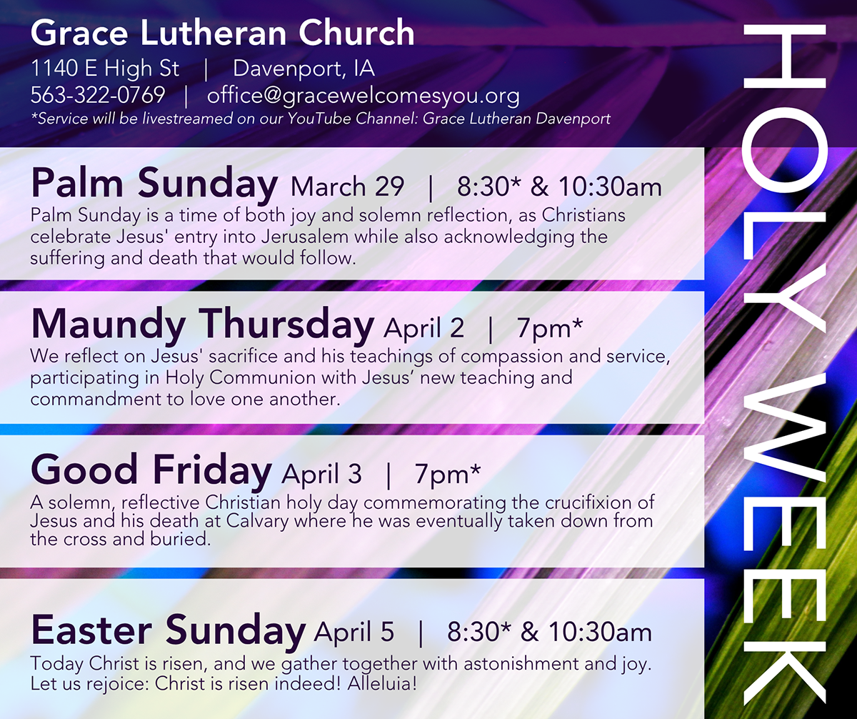 Holy Week worship schedule
